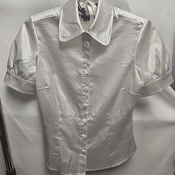XOXO Tops - Y2K Xoxo Collection Satin Button Up Women Blouse Short Balloon Sleeve Sz M
